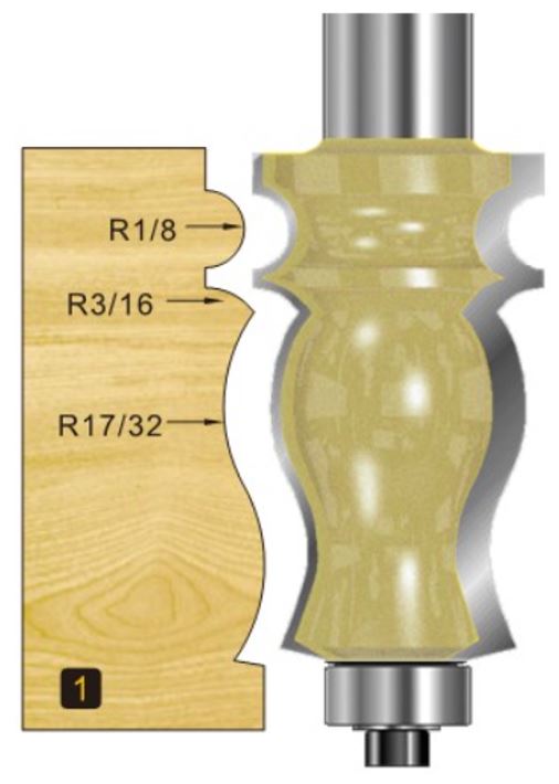 Arden Decorative Moulding Bit with Bearing - 1/2" Shank
