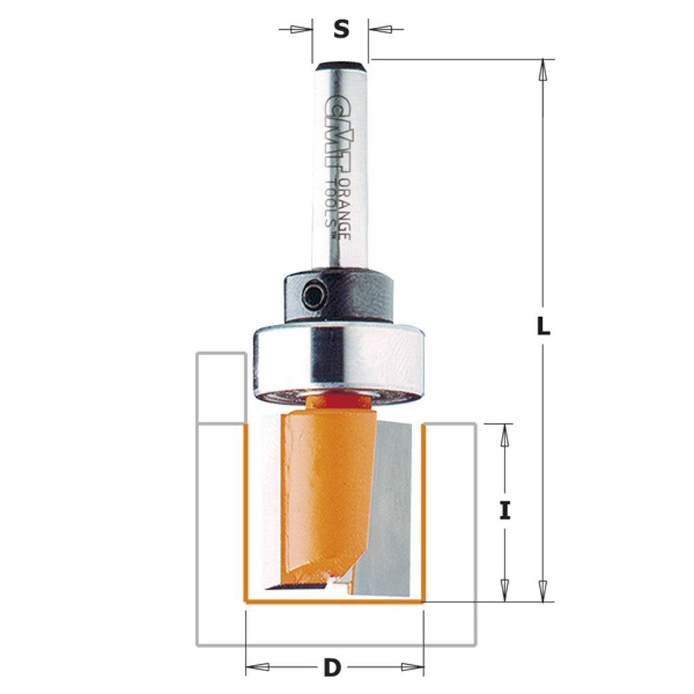 CMT Pattern Router Bit with Bearing - Short Series - 19mm Depth Cut