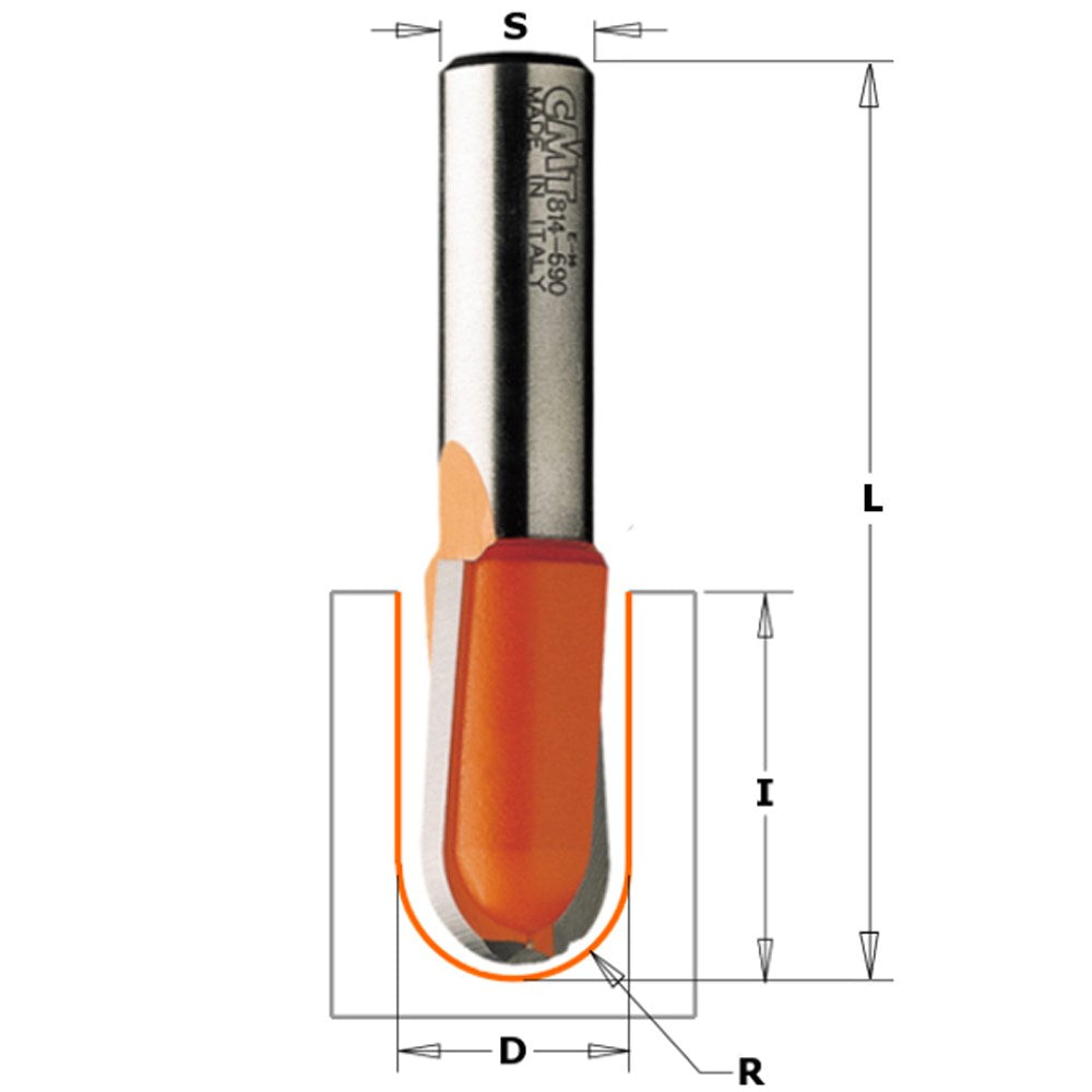 CMT Round Nose Bit 6.4 diameter x 1/2" 1/4" Shank