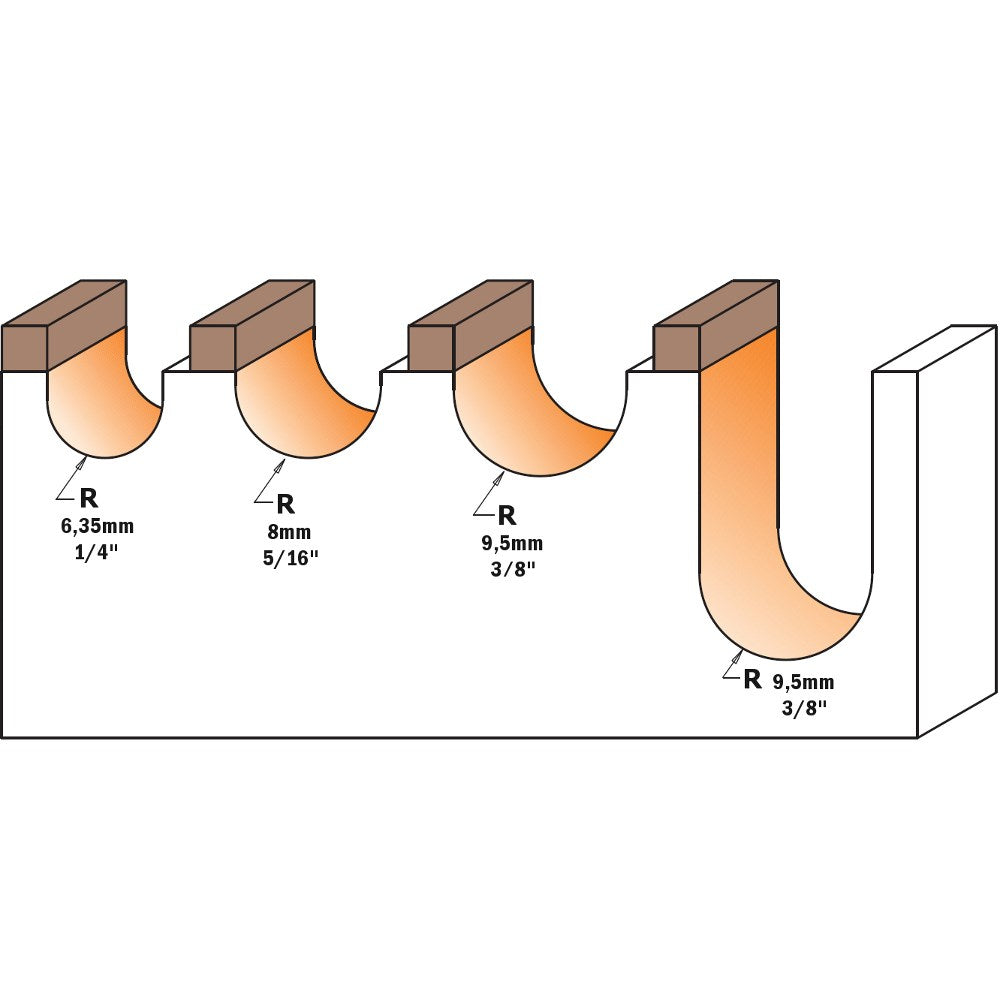 CMT Round Nose Bit w.bearing - 3/4 diameter 32mm 1/2" Shank