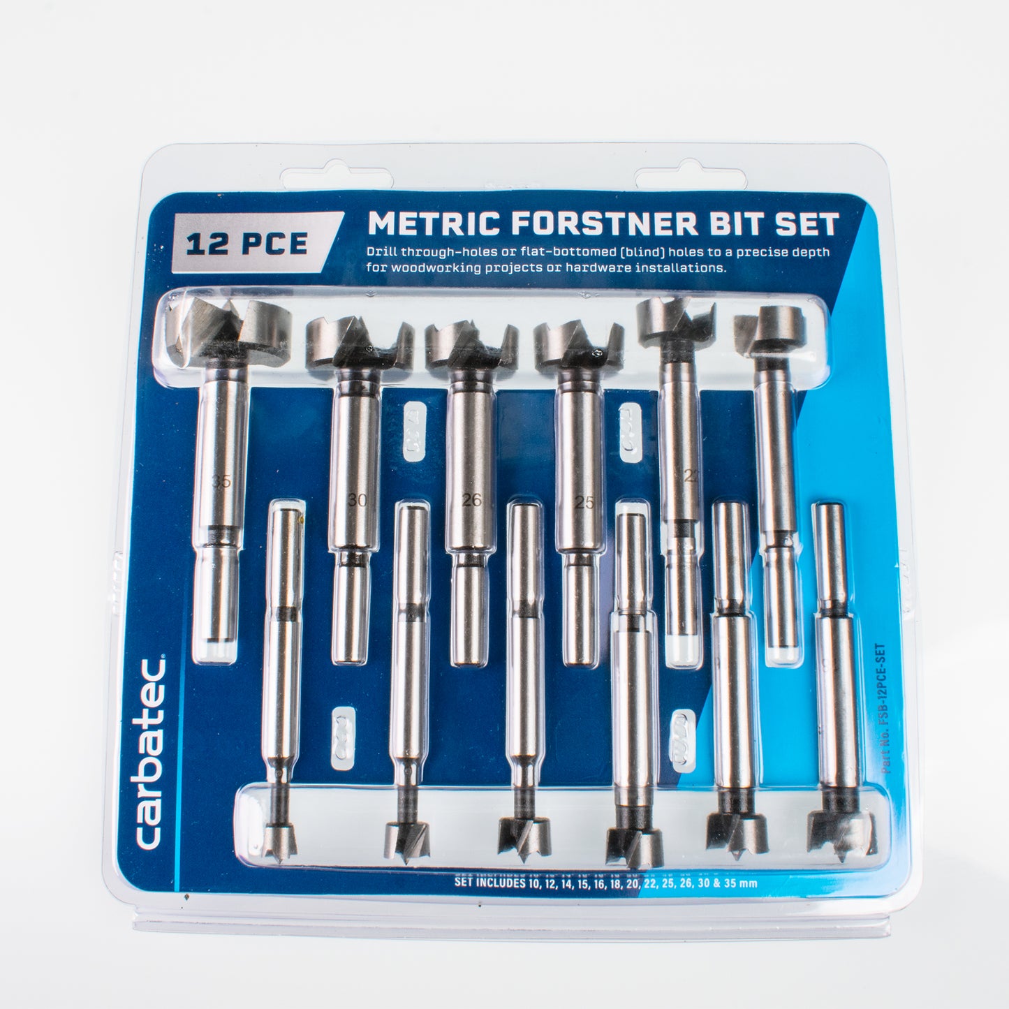 Carbatec 12 Piece Forstner Bit Set - Metric