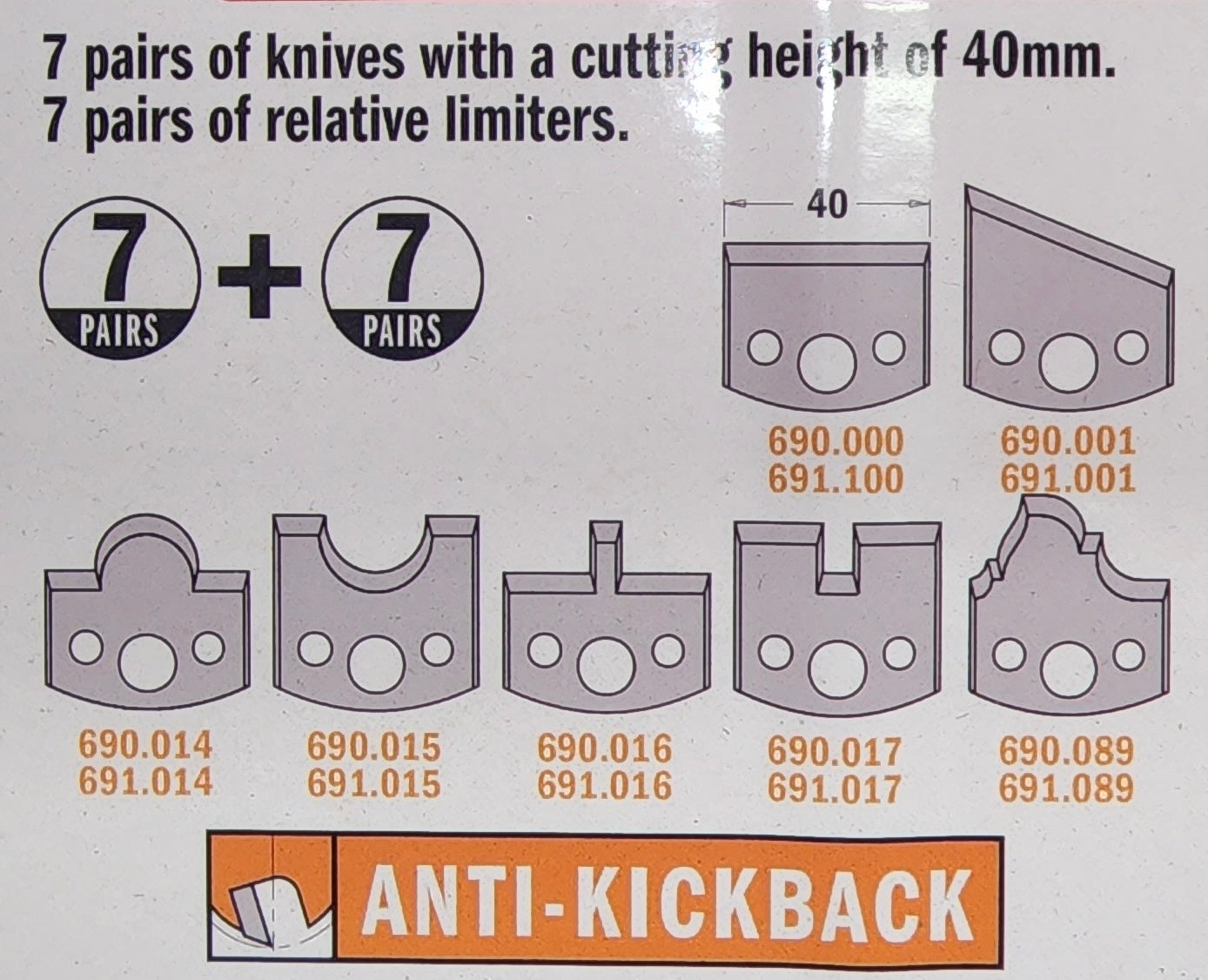 CMT 7 Piece 40mm Multiprofile Cutter Head Set with Limiters - 30mm Bore