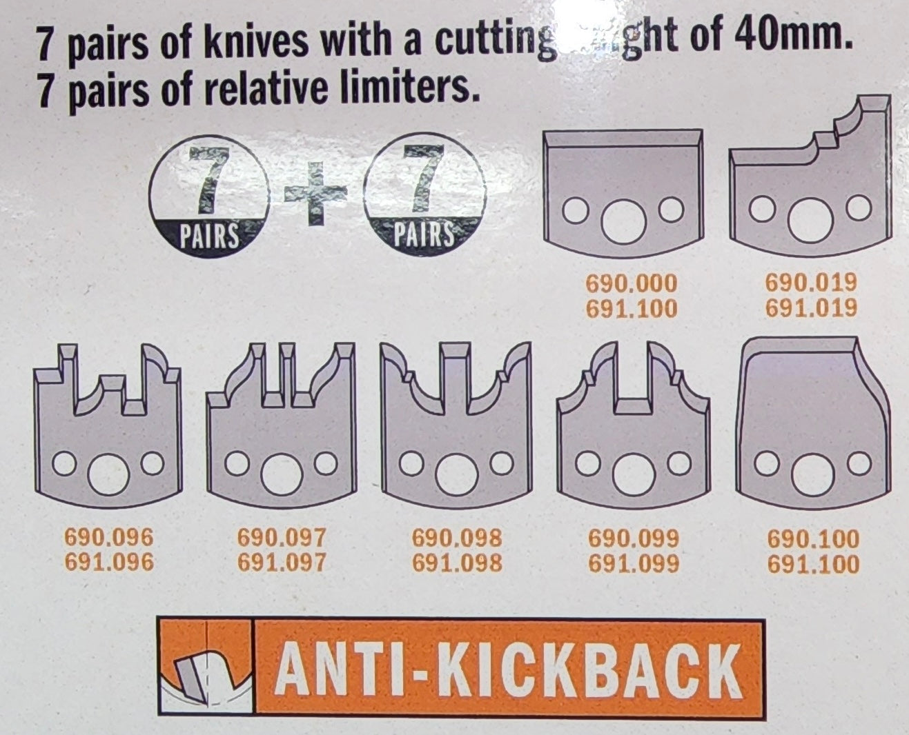 CMT 7 Piece 40mm Multiprofile Cutter Head Set with Limiters (Door Profiles) - 30mm Bore
