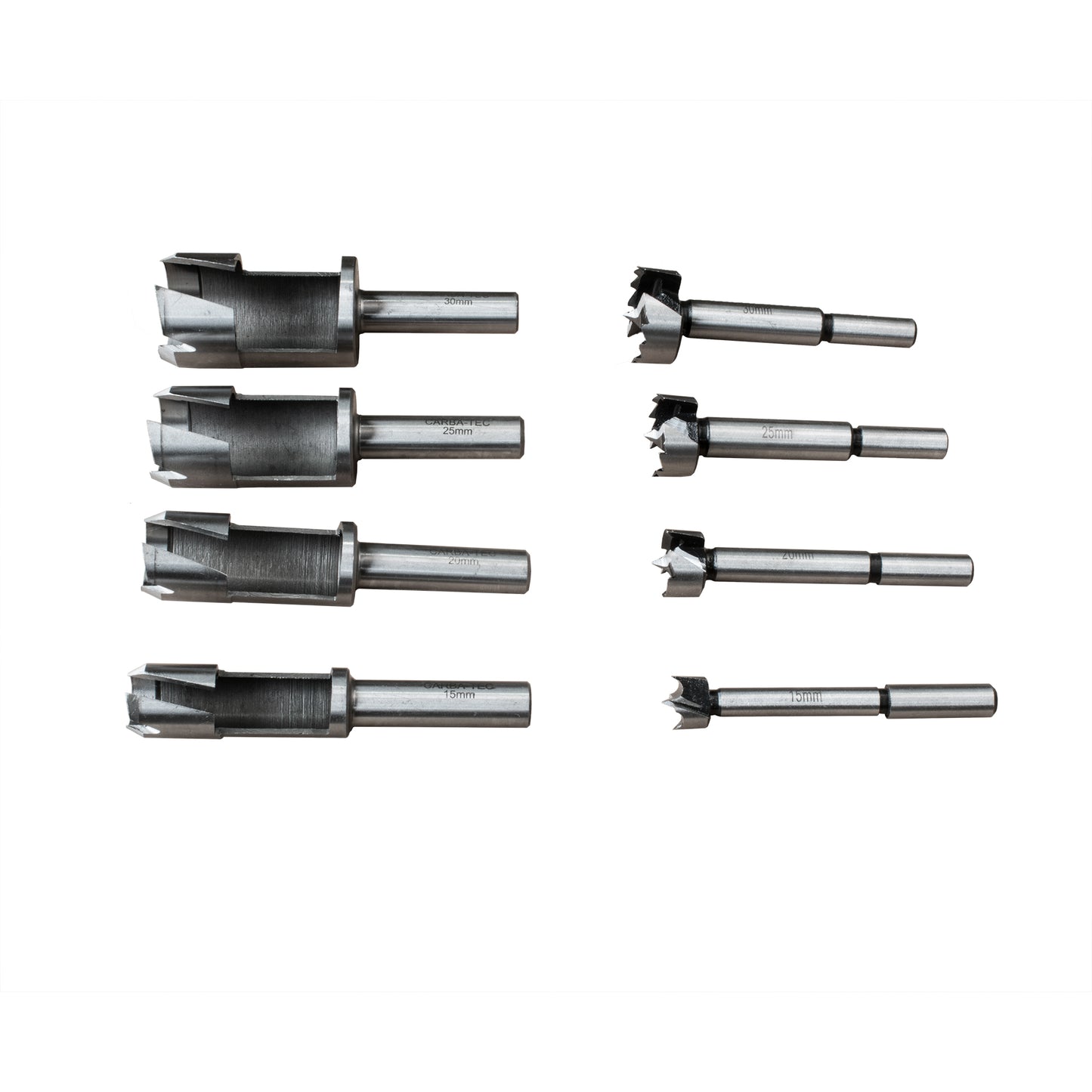 Carbatec Drill & Barrel Plug 8pce cutter Set - Large