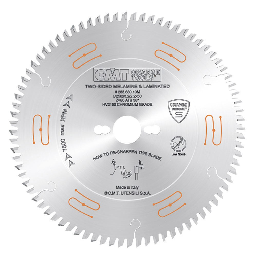 CMT Industrial Low Noise and Chrome Coated Blade - 96 Tooth 38° (ß) Grind