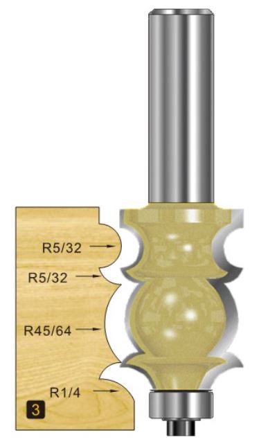 Arden Decorative Moulding Bit with Bearing - 1/2" Shank