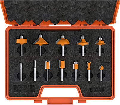 CMT 12 Piece Router Bit Set with Case - 1/4" Shanks