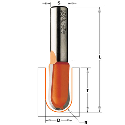 CMT Round Nose Bit 1/2 diameter x 9mm 1/4" Shank