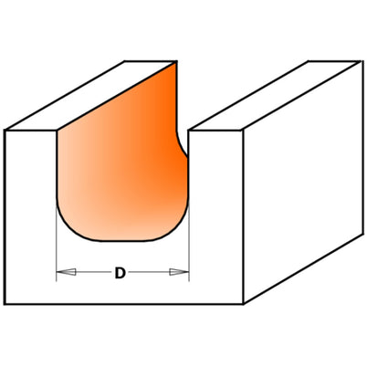 CMT Bowl-Tray Bit - 19mm Diameter 6.35mm Radius 1/4" Shank