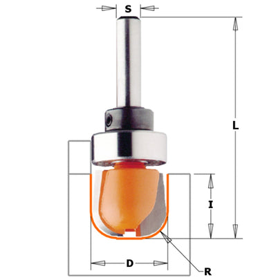 CMT Bowl-Tray Bit with Bearing - 19mm Diameter 1/2" Shank