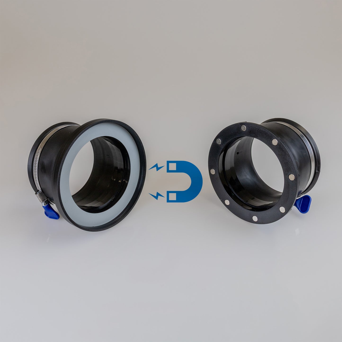 Carbatec Rubber Fitting Magnetic Dust Connector 100mm Steel Side
