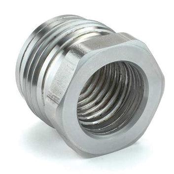 A silver-colored metal chuck insert reducer designed for lathe chucks, with visible threads.