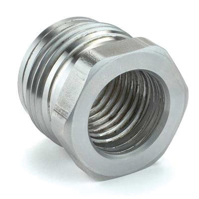 A silver-colored metal chuck insert reducer designed for lathe chucks, with visible threads.