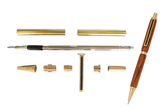 Carbatec Pencil Parts with Gold Finish - 5 Pack